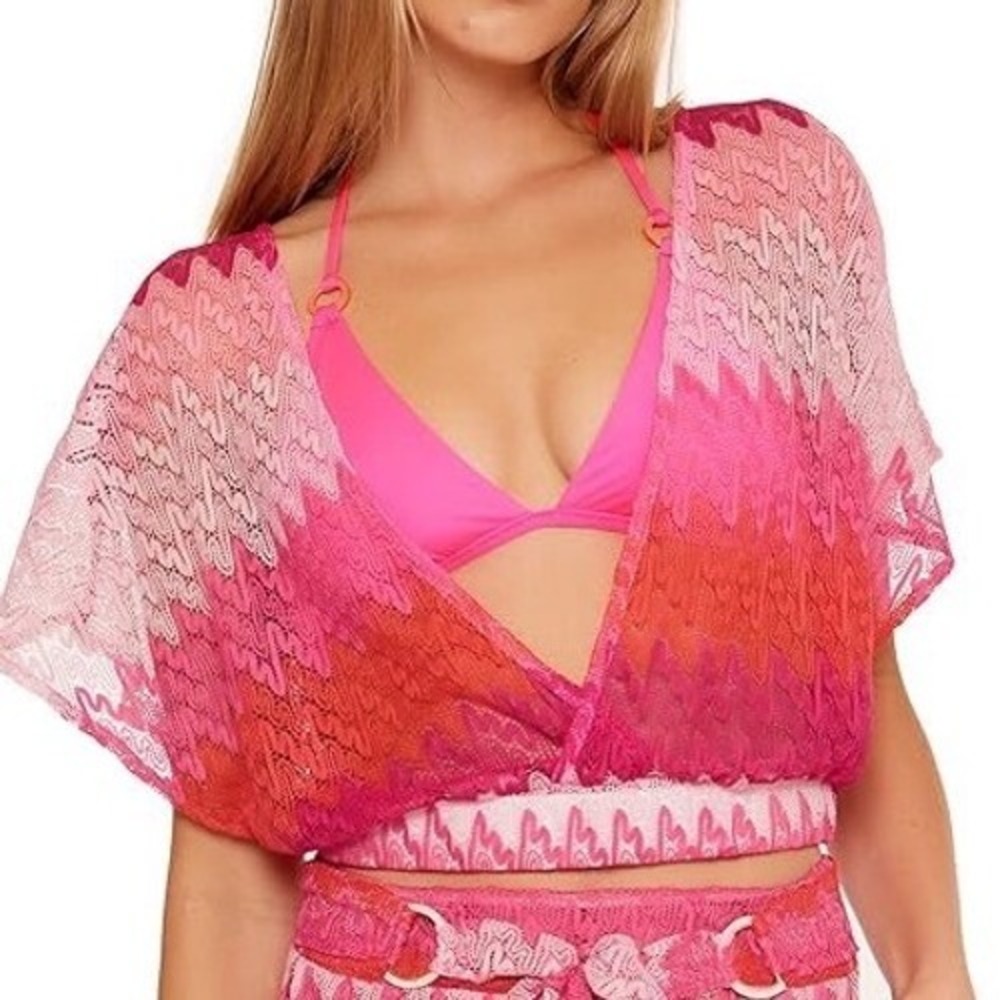 TRINA TURK Cascade Crochet Flutter Sleeve Cover-up Women's Size Medium